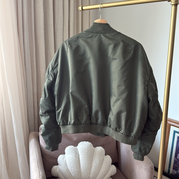 Zara Khaki Green Bomber Jacket Size XL - Picture 2 of 10